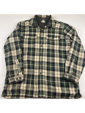 L.L. Bean Flannel Shirt Men’s L Fleece Lined Plaid Button Up Hunt Hike Outdoors